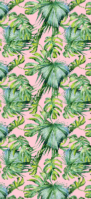 Fabric roller blind for windows with tropical leaf varieties