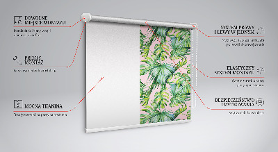 Fabric roller blind for window Tropical leaf varieties