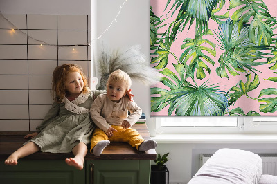 Fabric roller blind for window Tropical leaf varieties
