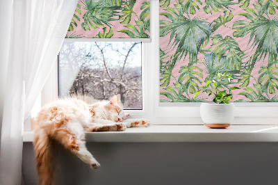 Fabric roller blind for window Tropical leaf varieties