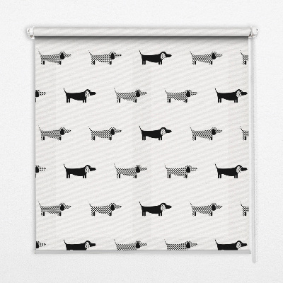 Fabric roller blind for window Drawn dogs
