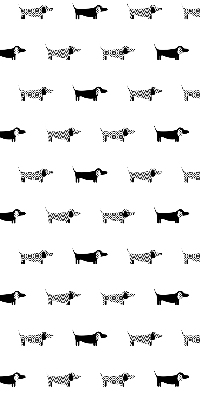 Fabric roller blind for window with drawn dogs print