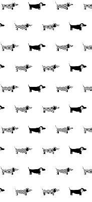 Fabric roller blind for window with drawn dogs print
