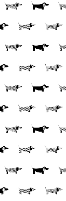 Fabric roller blind for window with drawn dogs print