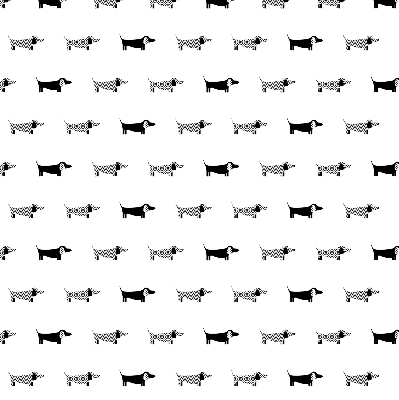 Fabric roller blind for window with drawn dogs print