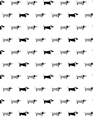 Fabric roller blind for window with drawn dogs print