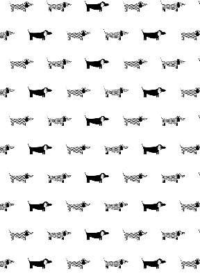 Fabric roller blind for window with drawn dogs print