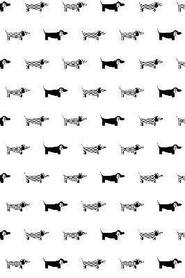 Fabric roller blind for window with drawn dogs print