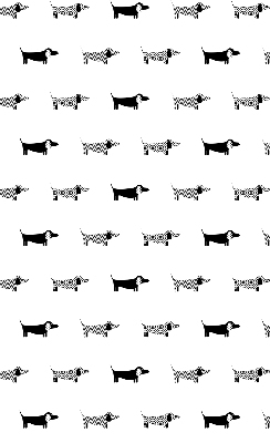 Fabric roller blind for window with drawn dogs print