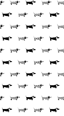 Fabric roller blind for window with drawn dogs print