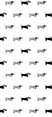 Fabric roller blind for window with drawn dogs print