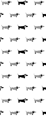 Fabric roller blind for window with drawn dogs print