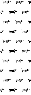 Fabric roller blind for window with drawn dogs print