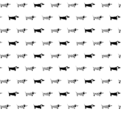 Fabric roller blind for window with drawn dogs print