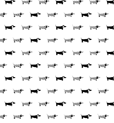 Fabric roller blind for window with drawn dogs print