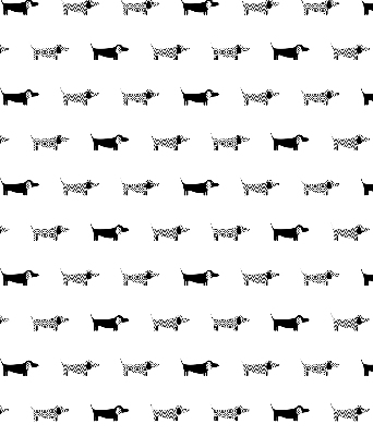 Fabric roller blind for window with drawn dogs print