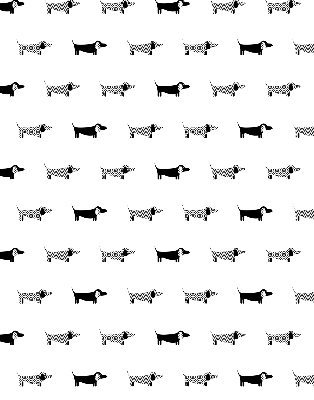 Fabric roller blind for window with drawn dogs print