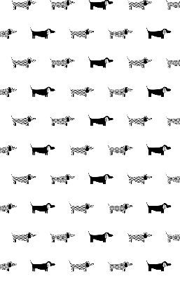 Fabric roller blind for window with drawn dogs print