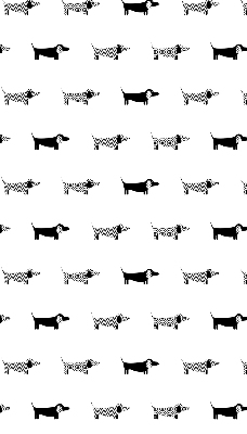 Fabric roller blind for window with drawn dogs print