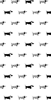 Fabric roller blind for window with drawn dogs print