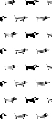 Fabric roller blind for window with drawn dogs print
