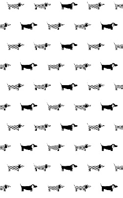 Fabric roller blind for window with drawn dogs print