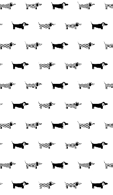 Fabric roller blind for window with drawn dogs print
