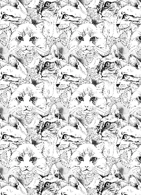 Fabric roller blind for window drawn cats pattern