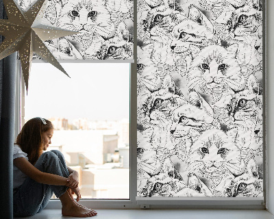 Fabric roller blind for window Drawn cats