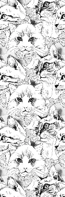 Fabric roller blind for window drawn cats pattern