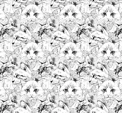 Fabric roller blind for window drawn cats pattern