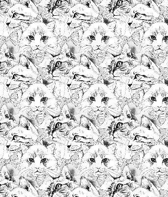 Fabric roller blind for window drawn cats pattern
