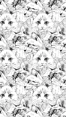 Fabric roller blind for window drawn cats pattern