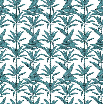 Blackout roller blind with a palm leaf pattern