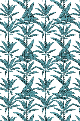 Blackout roller blind with a palm leaf pattern