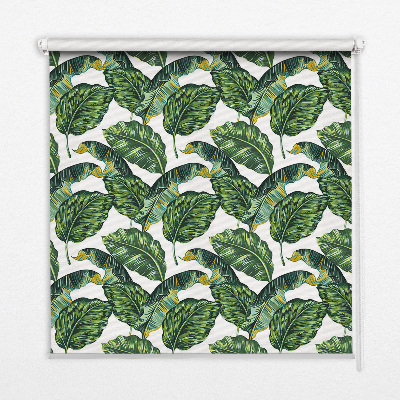 Blackout roller blind exotic leaves pattern