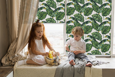 Blackout roller blind for window Exotic leaves