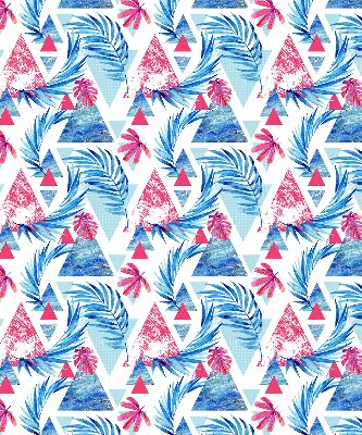 Fabric roller blind for window Blue leaves and triangles