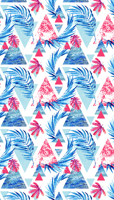 Fabric roller blind for window Blue leaves and triangles
