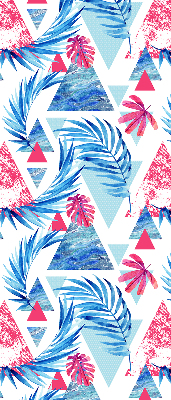 Fabric roller blind for window Blue leaves and triangles