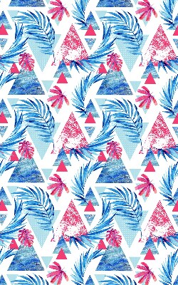 Fabric roller blind for window Blue leaves and triangles
