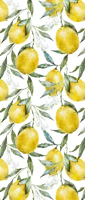 Fabric roller blind for window lemons print