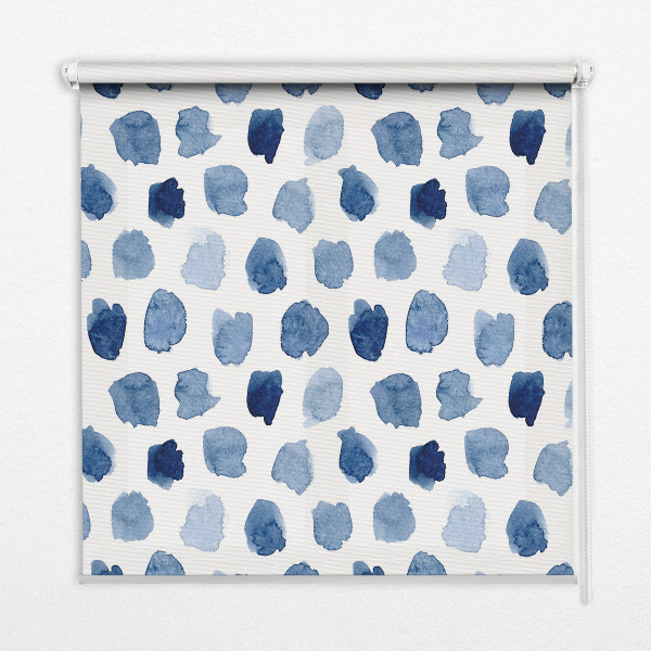 Blackout roller blind painted blue spots