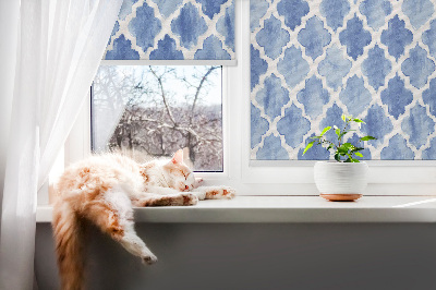 Blackout roller blind for window with a painted pattern