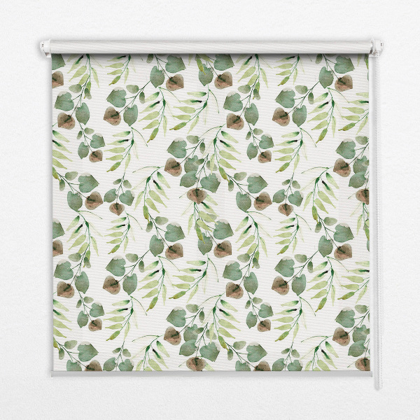 Fabric roller blind for window Green leaves