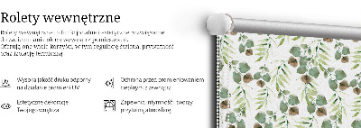 Fabric roller blind for window Green leaves