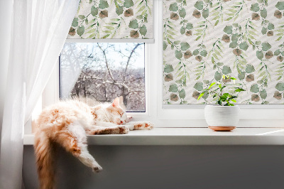 Fabric roller blind for window Green leaves