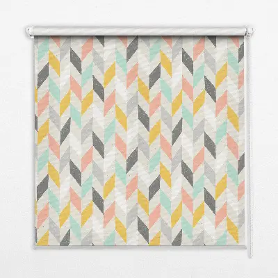 Blackout roller blind in a colorful herringbone pattern