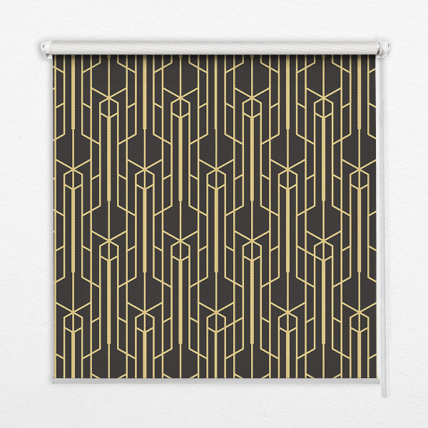Blackout roller blind for window Yellow pattern
