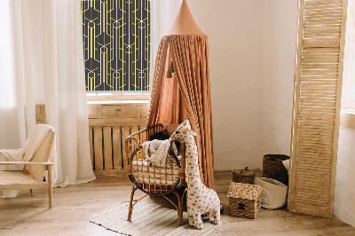 Blackout roller blind for window Yellow pattern
